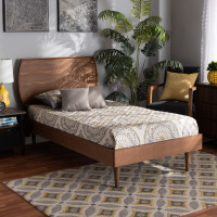 Baxton Studio Yori-Ash Walnut-Twin Baxton Studio Yori Mid-Century Modern Walnut Brown Finished Wood Twin Size Platform Bed